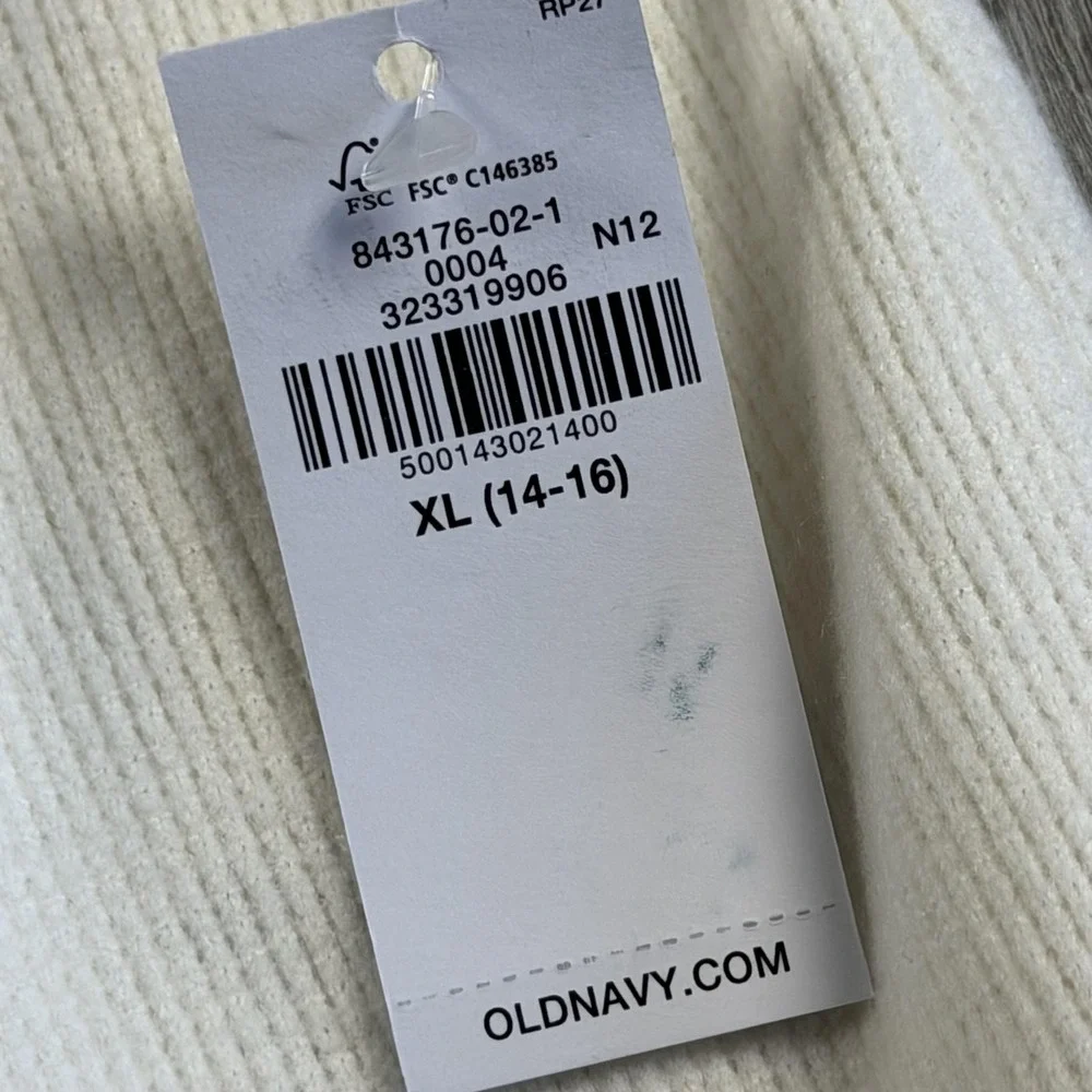 Old‎ Navy Thermal Shirt Kids XL 14-16 White Waffle Knit Henley Long Sleeve